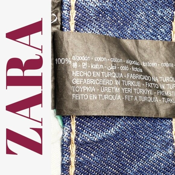 NWT ZARA CONTRAST 2-TONE CROPPED STRAIGHT LEG MID RISE, SIZE 12 - Picture 13 of 16